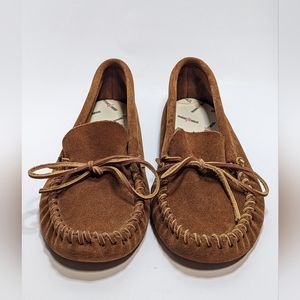Minnetonka Moccasin Tan Leather Loafers Men's Size 9.5